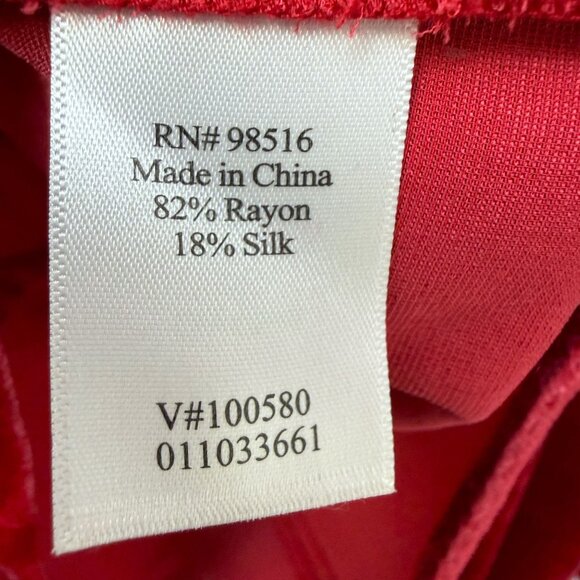 Coldwater Creek Velvet Top Womens Plus Size 1X Red Silk Blend Button up Blouse - Picture 8 of 8